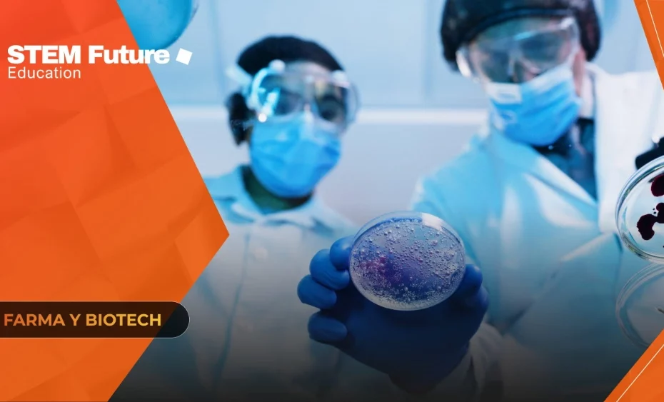 Científicos examinan cultivos en laboratorio para estudios de farmacovigilancia
