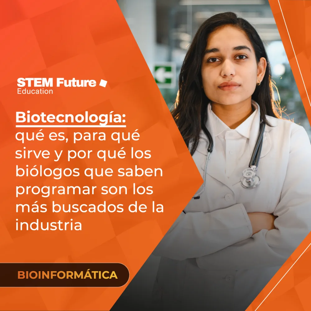 Investigadora con bata y estetoscopio experta en bioinformática