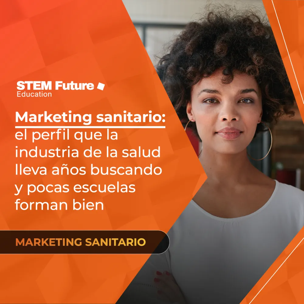Perfil profesional de mujer joven experta en marketing sanitario